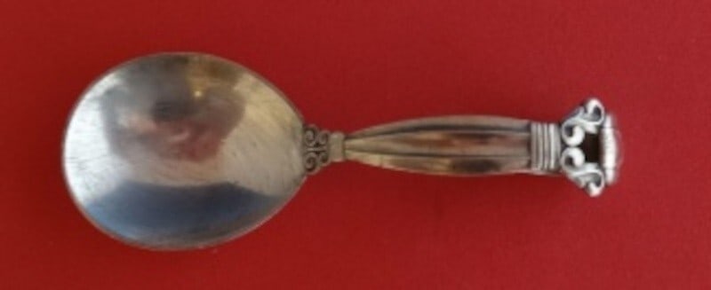 Georg Jensen Acorn Sterling Silver Baby Spoon Bent Handle 3 3/4" (1 of 2)