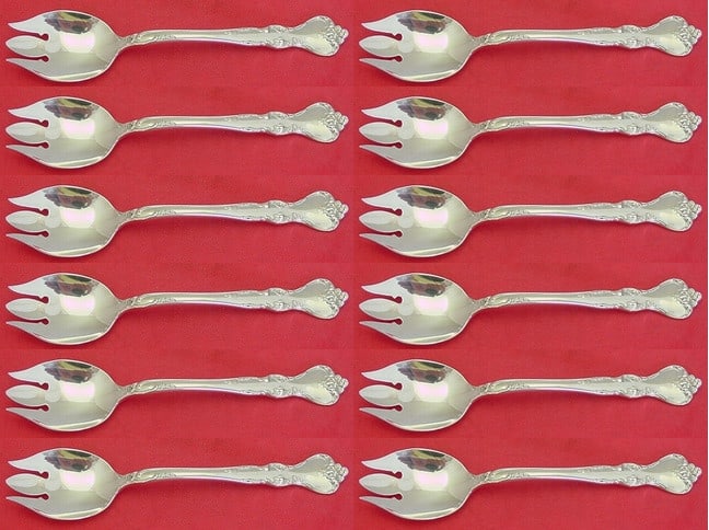 Reed & Barton Savannah Sterling Silver Ice Cream Forks Set of 12 (1 of 4)