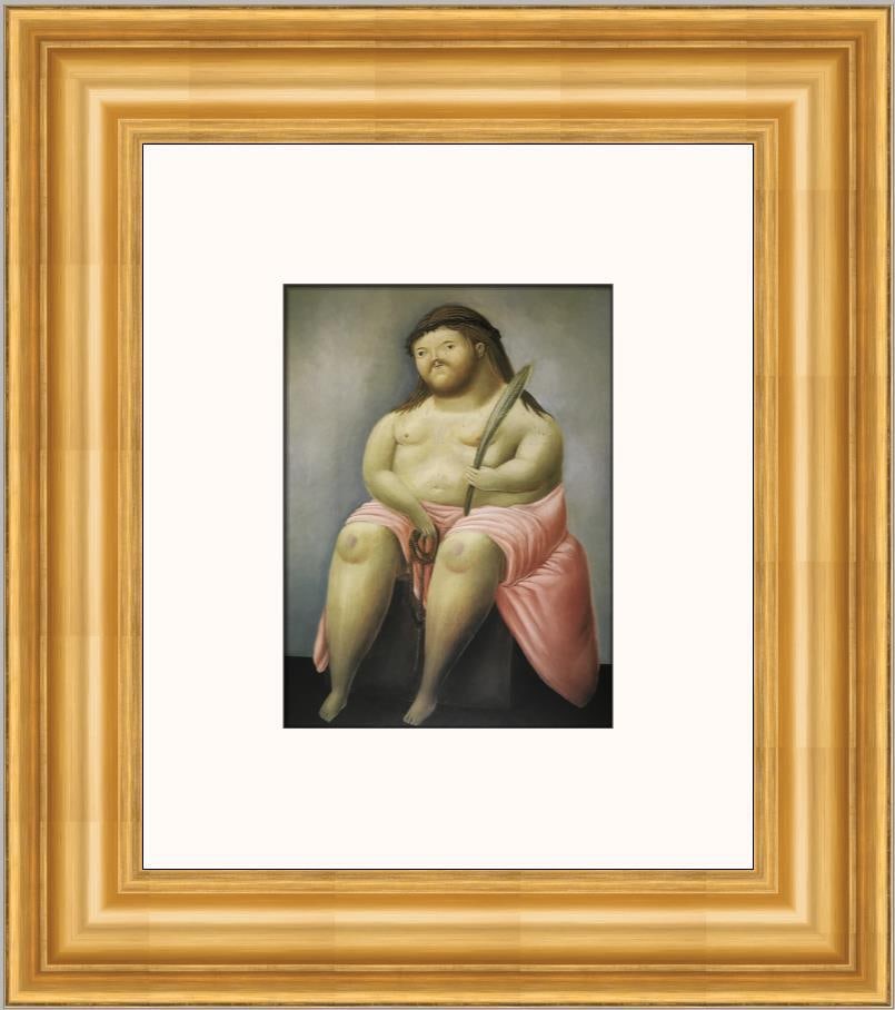 Fernando Botero Ecce Custom Framed Surrealism Print 22 x 19: Fernando Botero Ecce Custom Framed Surrealism Print 22 x 19 This captivating piece features the artwork of renowned artist Fernando Botero, titled 'Ecce'. The print showcases a surrealistic theme with