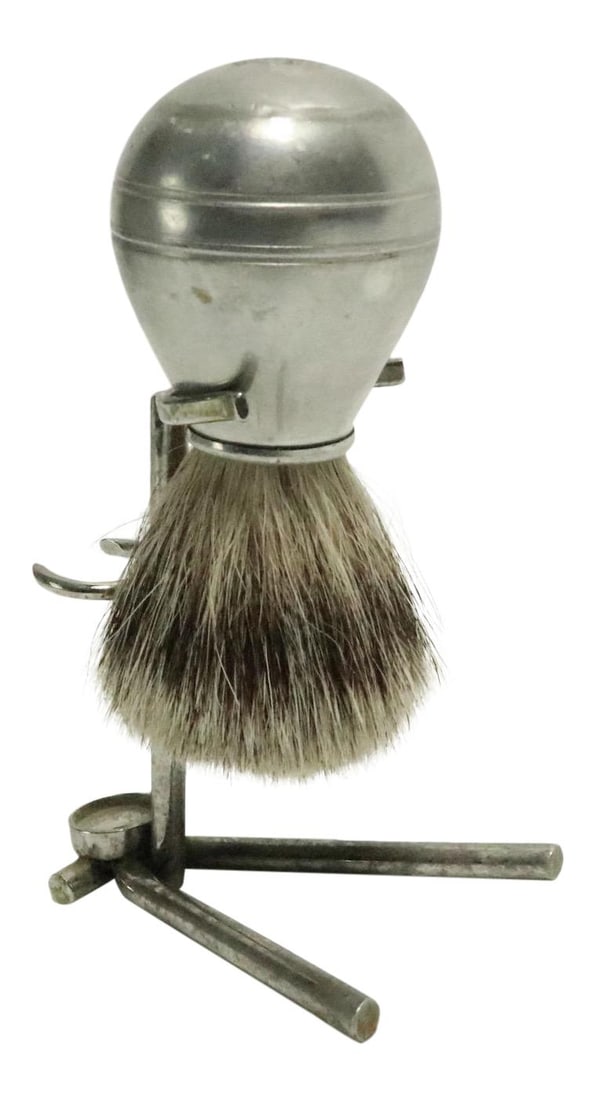 Antique Sheffield Shaving Brush with Silver Plate Stand (1 of 7)