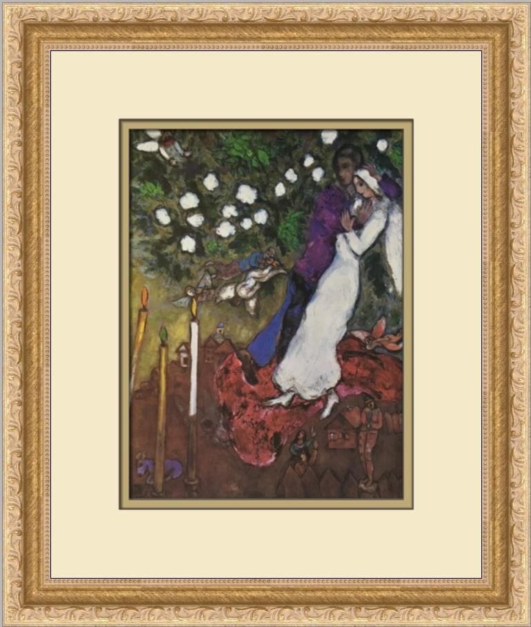 Marc Chagall Three Candles Custom Framed Lithograph Print 1988 (1 of 2)