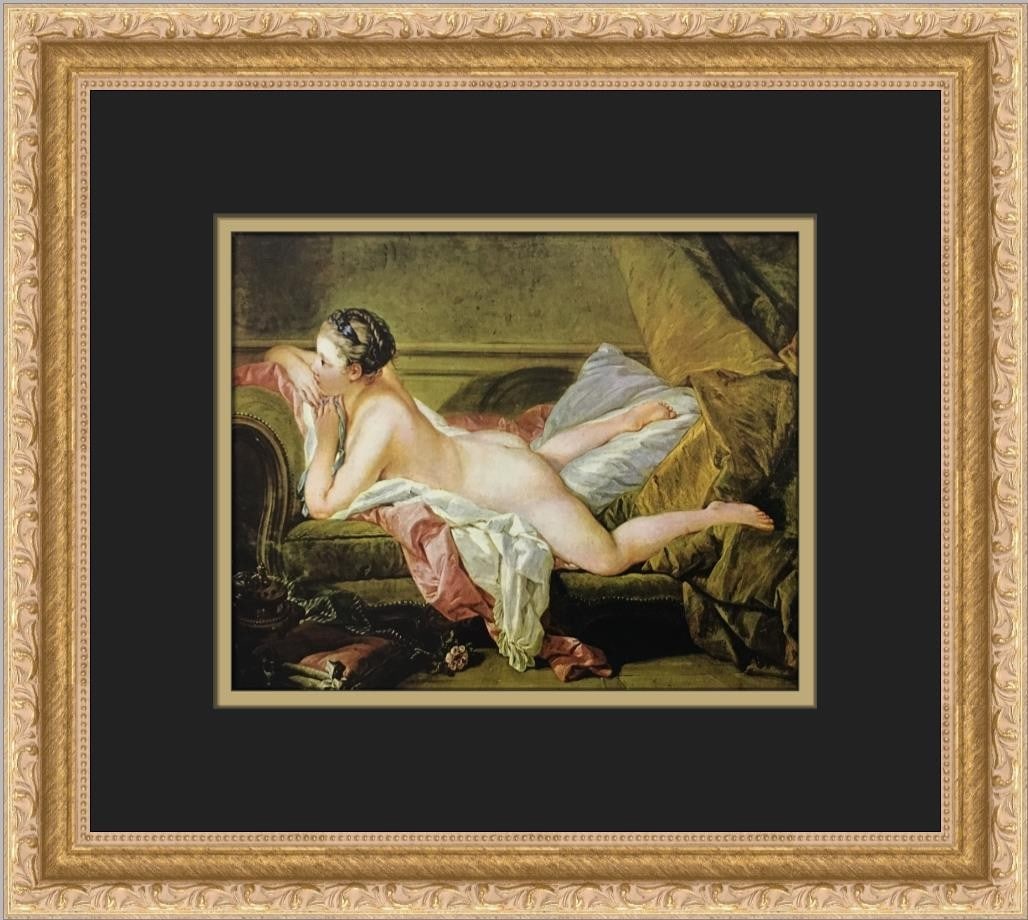 Francois Boucher A Reclining Lady Custom Framed Art Print: Francois Boucher A Reclining Lady Custom Framed Art Print This exquisite custom framed print titled "A Reclining Lady" by renowned artist Francois Boucher captures the essence of Expressionism and Imp