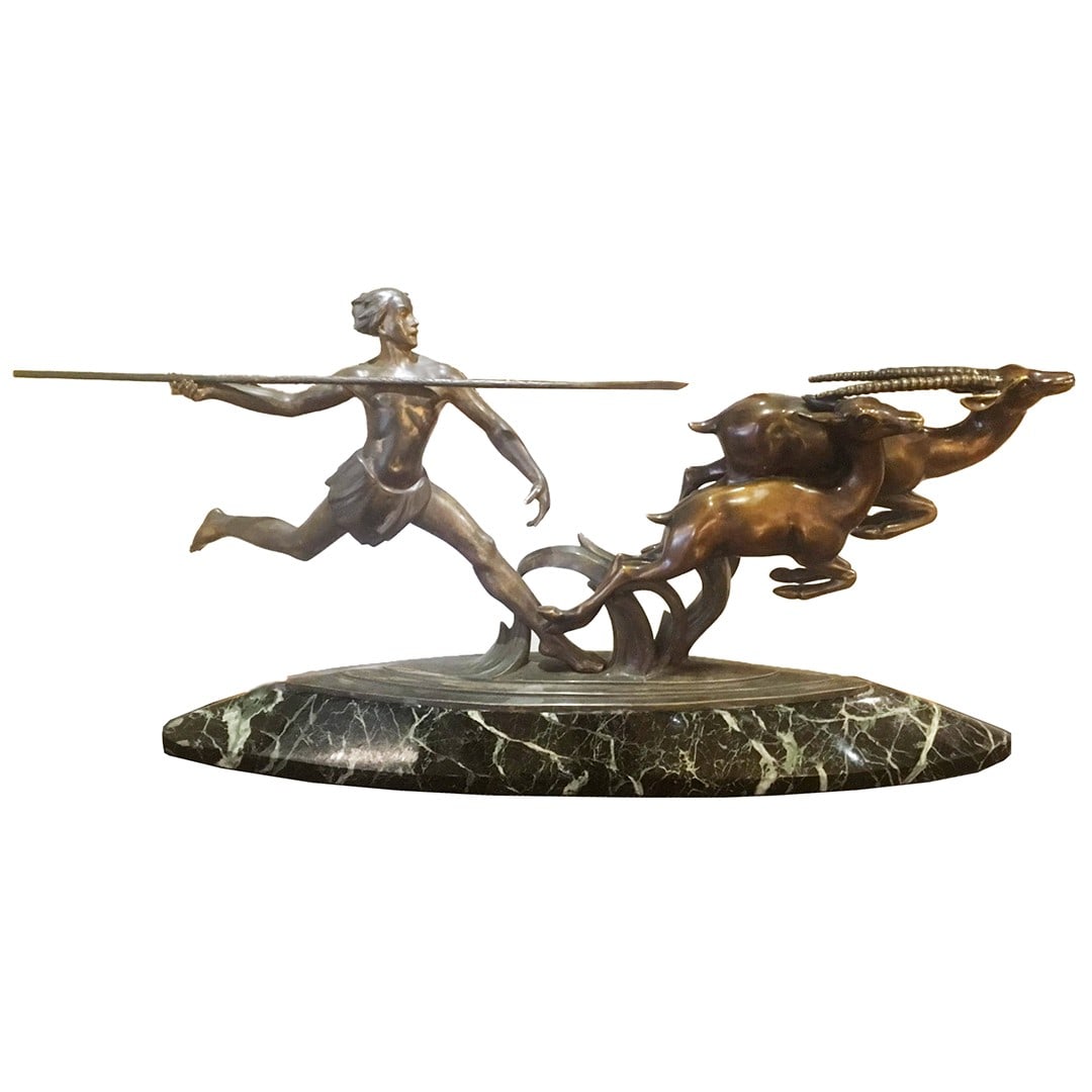 Alexander Kelety The Hunter Antique Bronze Light Sculpture 40 Wide Signed (1 of 5)