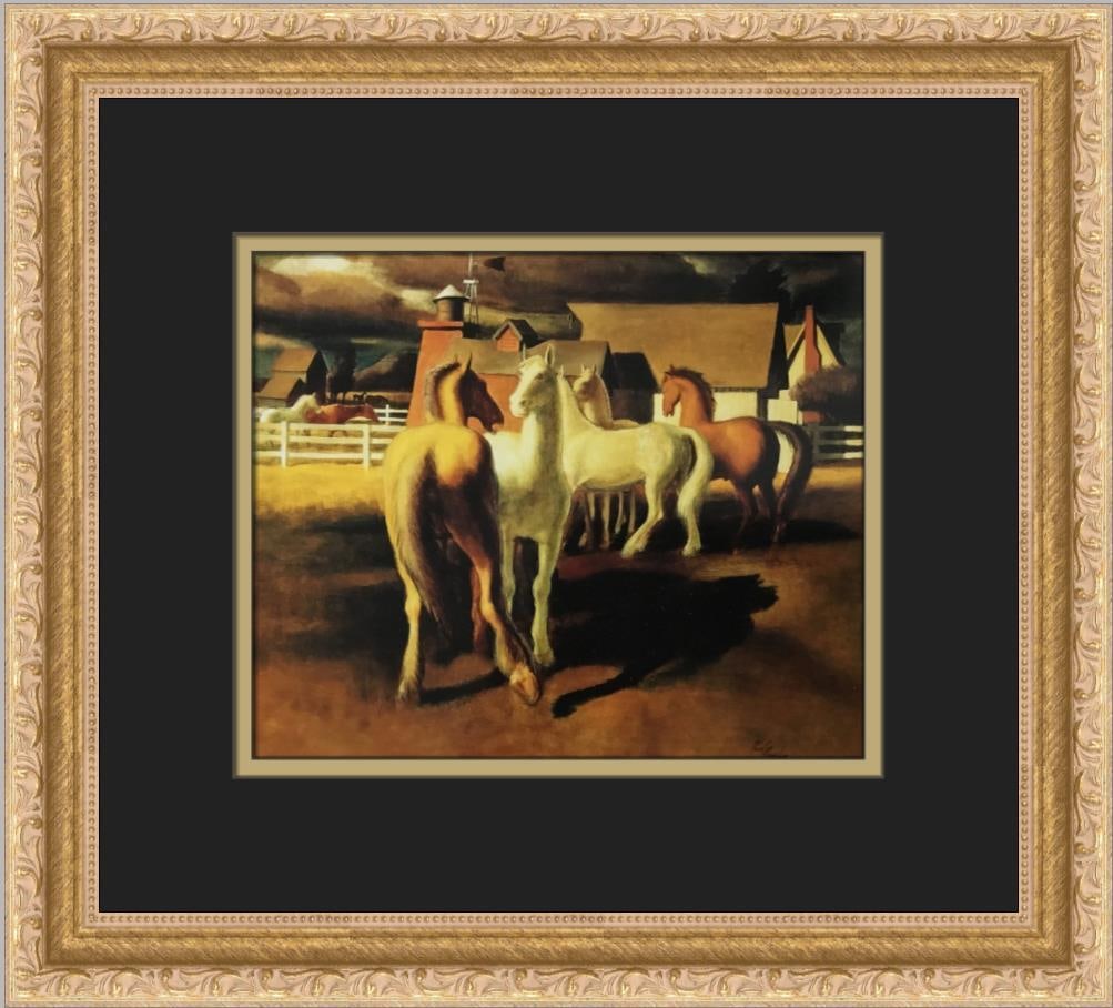 Phil Paradise The Corral Impressionist Custom Framed Print 12x14 (1 of 2)