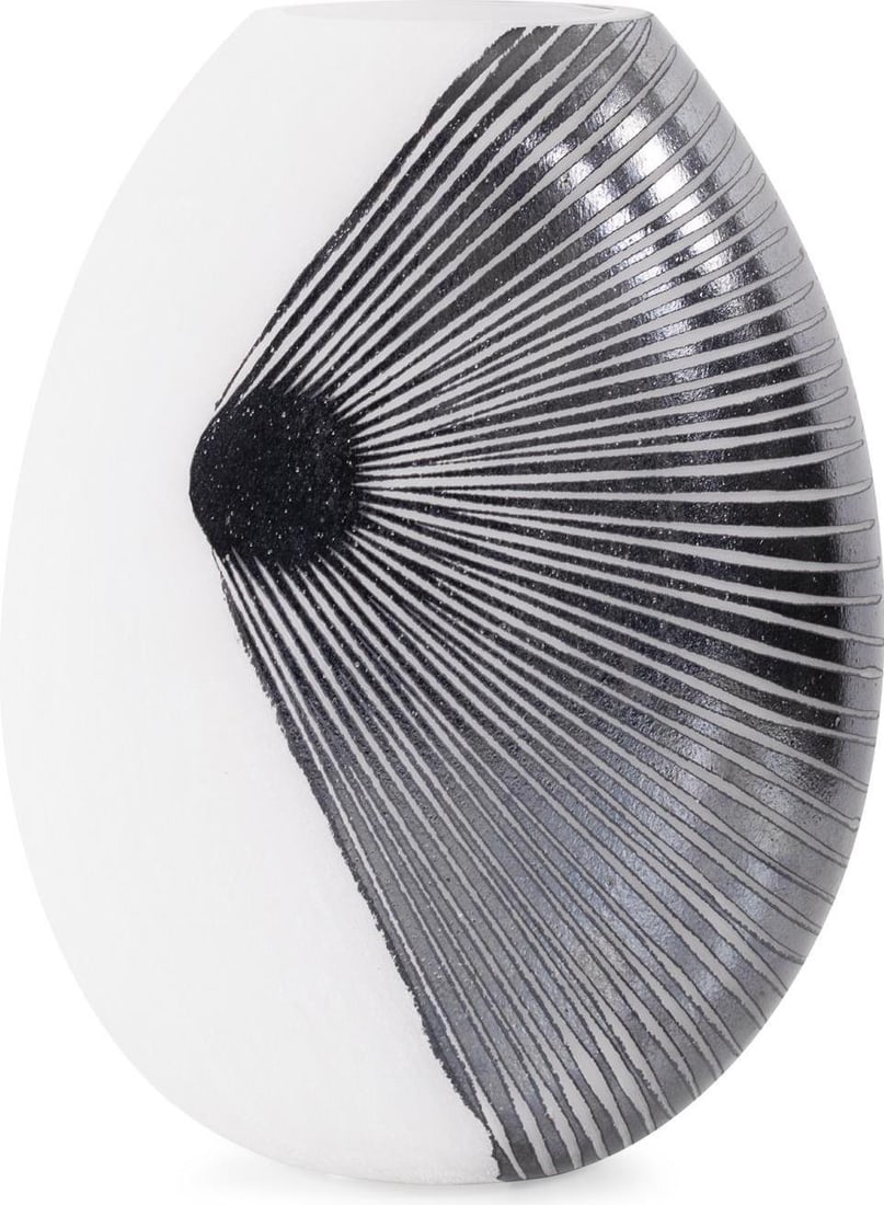 Howard Elliott Contemporary Oval Glass Vase Black and White 10.62H (1 of 3)