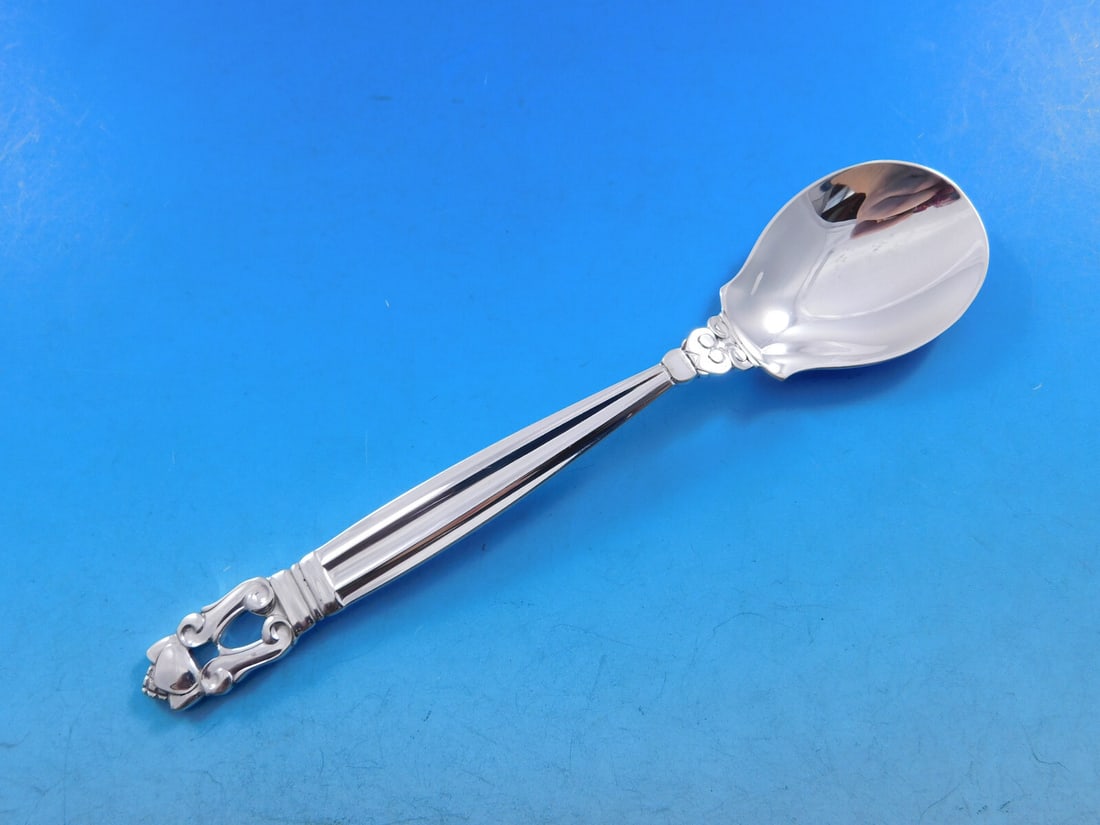 Georg Jensen Acorn Sterling Silver Ice Cream Spoon Custom Made 5 7/8" (1 of 8)