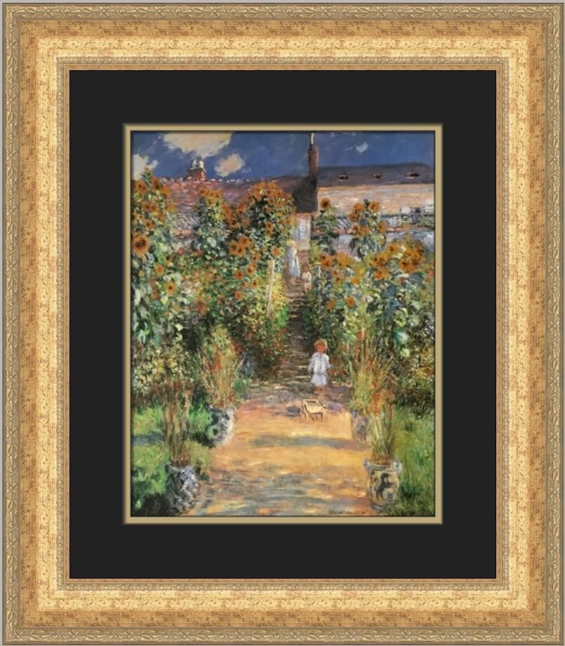 Claude Monet The Artist's Garden at Vetheuil Custom Framed Print 21x19: Claude Monet The Artist's Garden at Vetheuil Custom Framed Print 21x19 This exquisite custom framed print features Claude Monet's renowned work, "The Artist's Garden at Vetheuil." Measuring 21 in. by