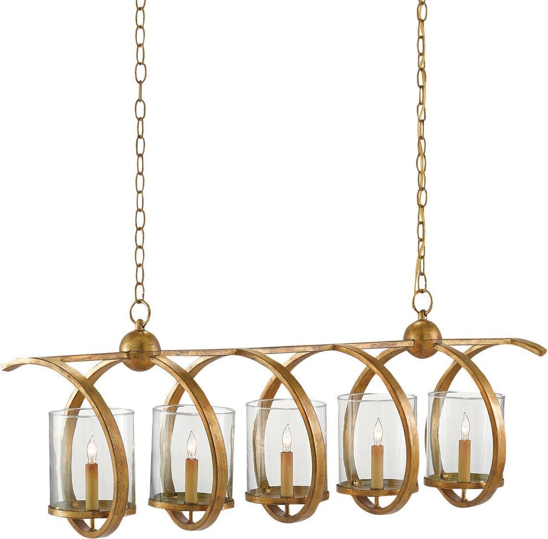 Currey Maximus Chandelier Art Nouveau Washed Gold 5 Bulbs (1 of 4)