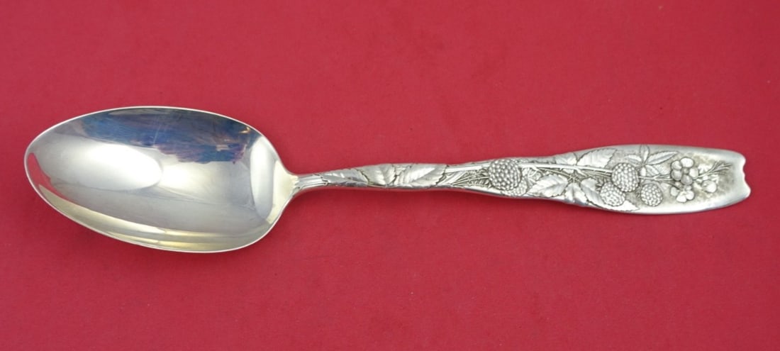 Whiting Berry Sterling Silver Serving Spoon Black Raspberry Motif 8.5" (1 of 3)