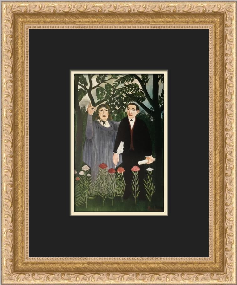 Henri Rousseau The Muse Inspiring The Poet Custom Framed Art Print: Henri Rousseau The Muse Inspiring The Poet Custom Framed Art Print This stunning custom framed print by Henri Rousseau, titled "The Muse Inspiring The Poet", showcases a beautiful blend of realism and
