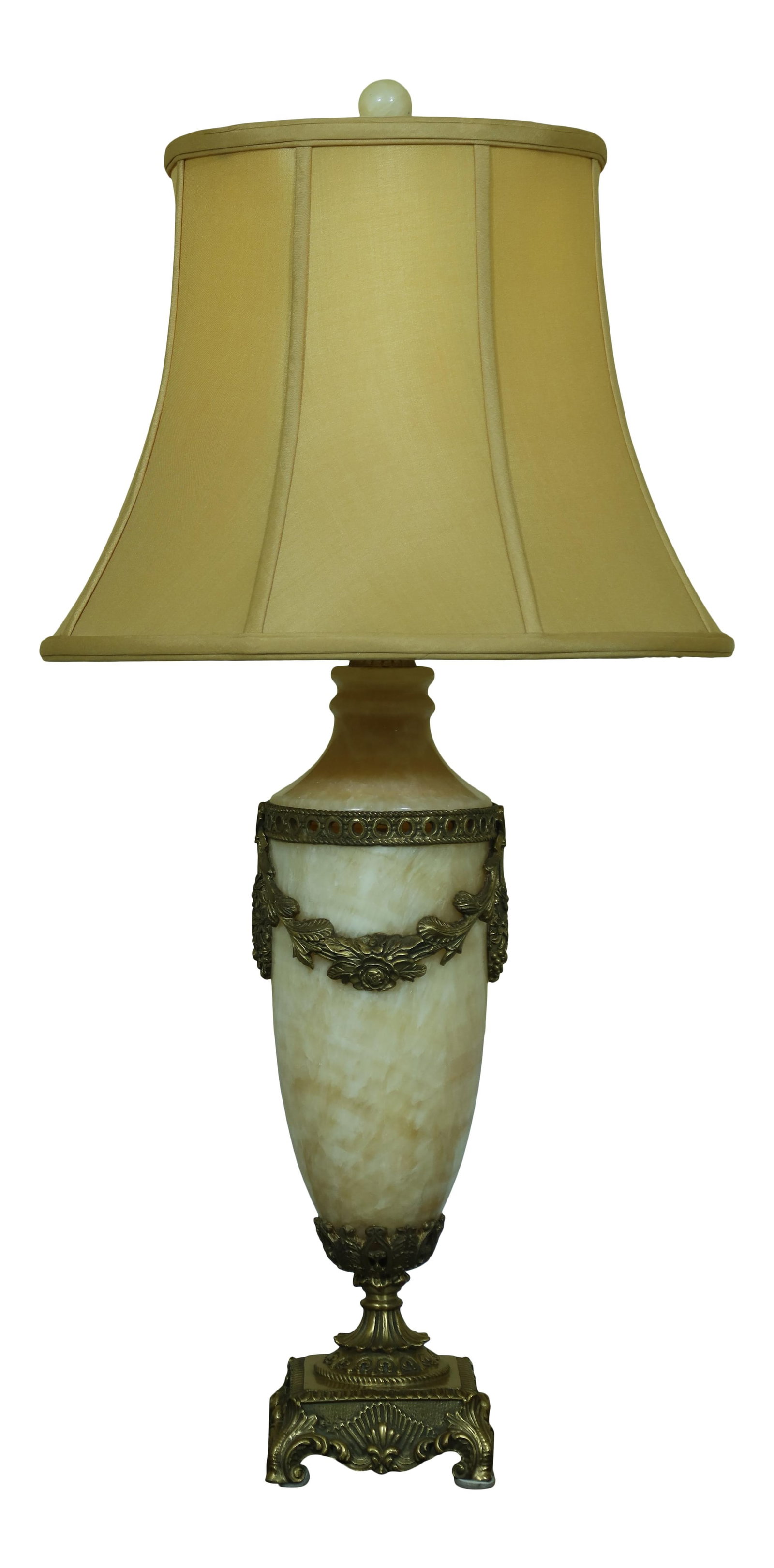 Regency Style Bronze Alabaster Urn Table Lamp with Shade (1 of 9)