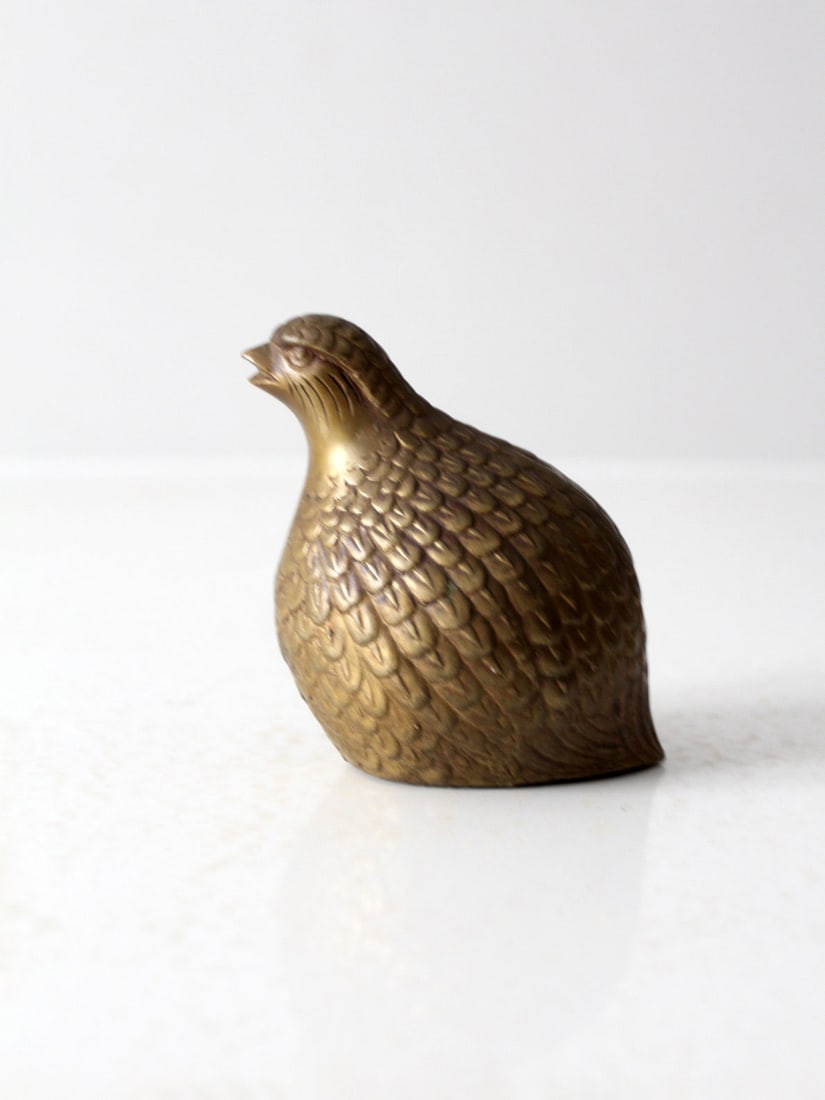 Mid Century Brass Partridge Bird Figure Decorative Statue (1 of 8)