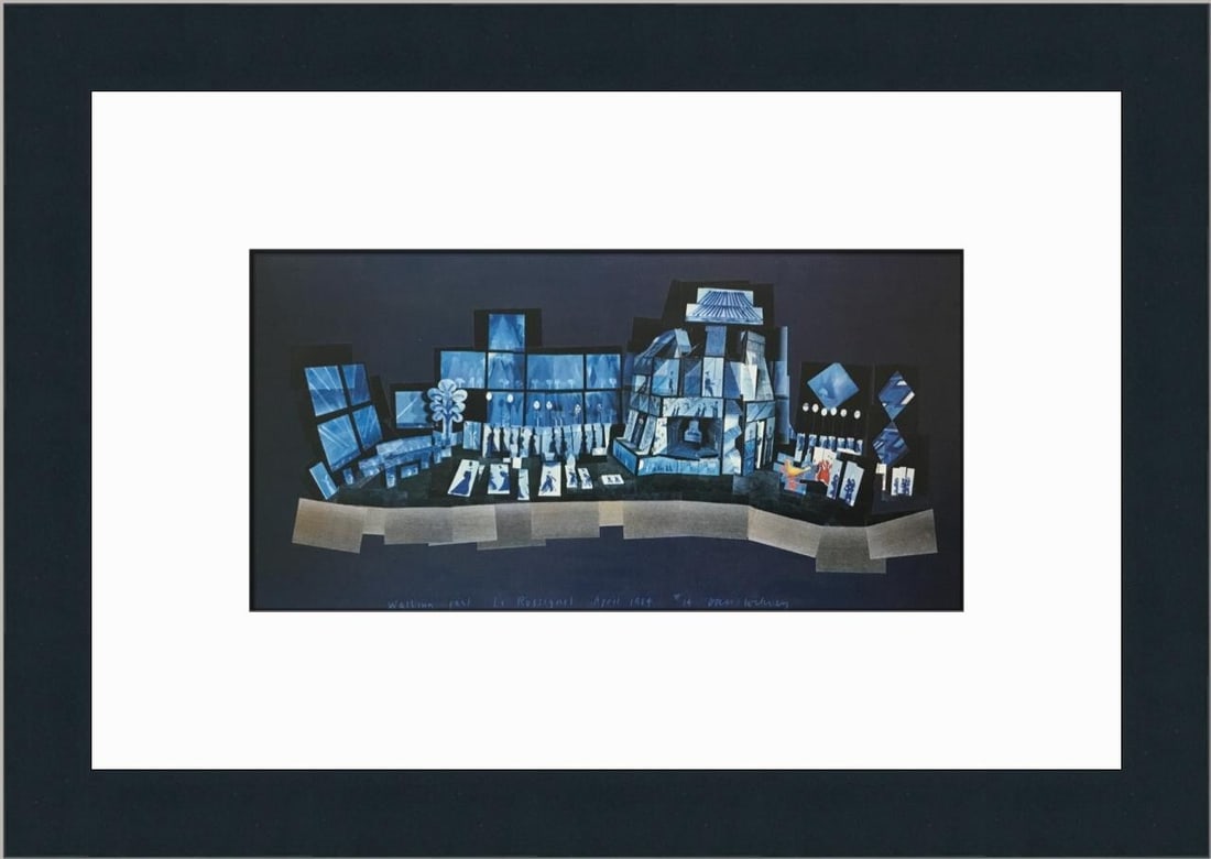 David Hockney Walking Past Le Rossignol Custom Framed Lithograph Print: David Hockney Walking Past Le Rossignol Custom Framed Lithograph Print This stunning print titled "Walking Past Le Rossignol" by renowned artist David Hockney showcases Americana contemporary art. The