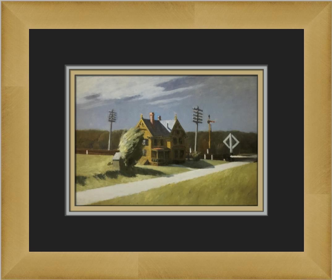 Edward Hopper Railroad Crossing Custom Framed Art Print 12 x 14 (1 of 2)