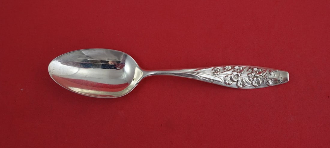 Sterling Silver Flora Pattern Teaspoon with Forget Me Not by Shiebler 5 5/8 in (1 of 2)