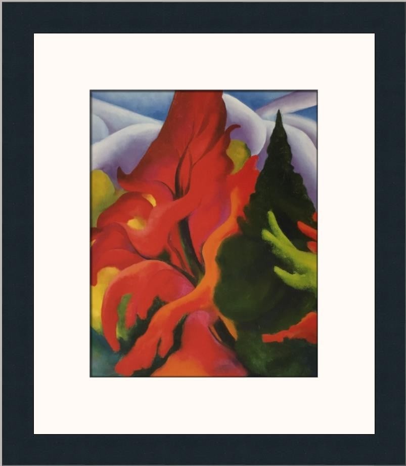 Georgia O'Keeffe Trees in Autumn Custom Framed Art Print: Georgia O'Keeffe Trees in Autumn Custom Framed Art Print Celebrate the beauty of autumn with this stunning custom framed print of Georgia O'Keeffe's "Trees in Autumn." This medium-sized artwork captur