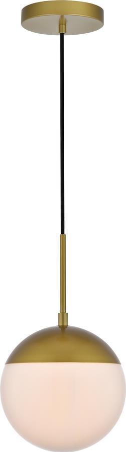 Elegant Lighting Eclipse Brass Pendant Light with Frosted Glass (1 of 1)