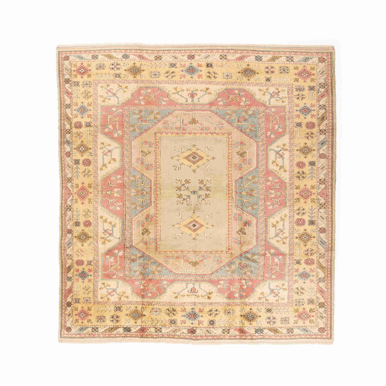 Authentic Handmade Milas Wool Carpet 120.1 x 127.6 Inches (1 of 7)