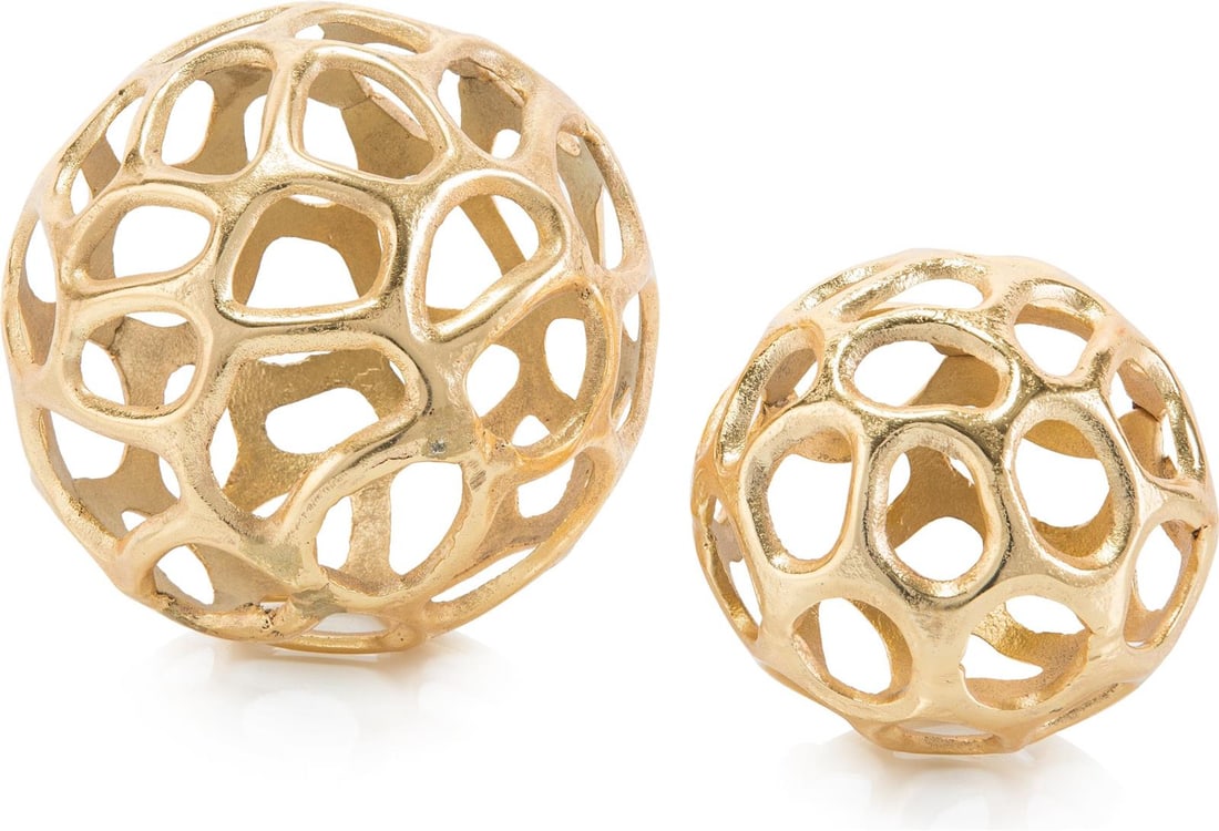 John-Richard Set of 3 Gold Decorative Balls Transitional Style (1 of 1)