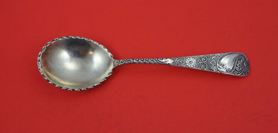 Davis & Galt Paisley Design Sterling Silver Preserve Spoon 6 7/8" (1 of 2)