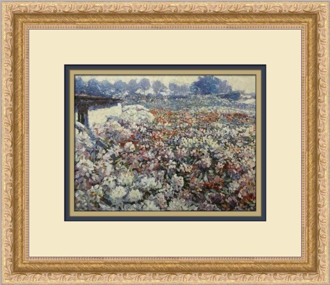 Joseph Raphael Rhododendron Field Custom Framed Print 1980 Impressionism (1 of 2)