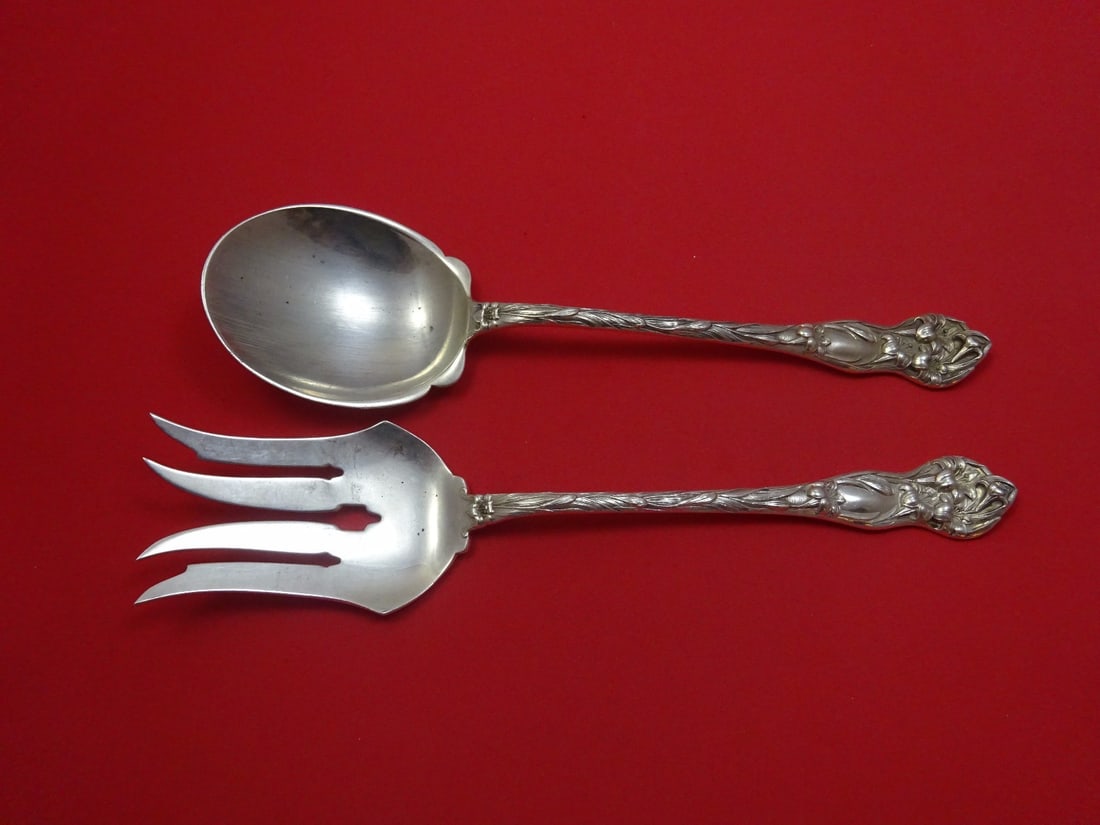Watson Lily Pattern Sterling Silver Salad Serving Set 2 Piece 10.5" (1 of 1)