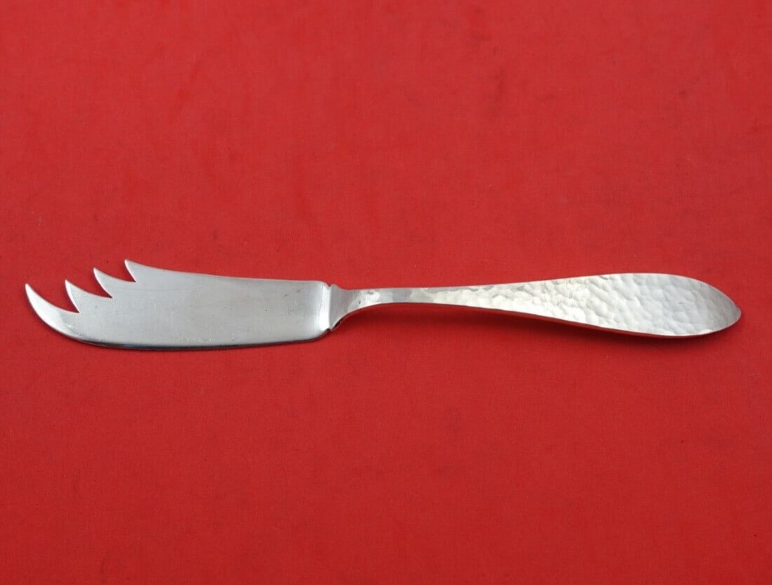 Lunt Jefferson Hand Hammered Sterling Silver Cheese Knife with Four Prongs (1 of 3)