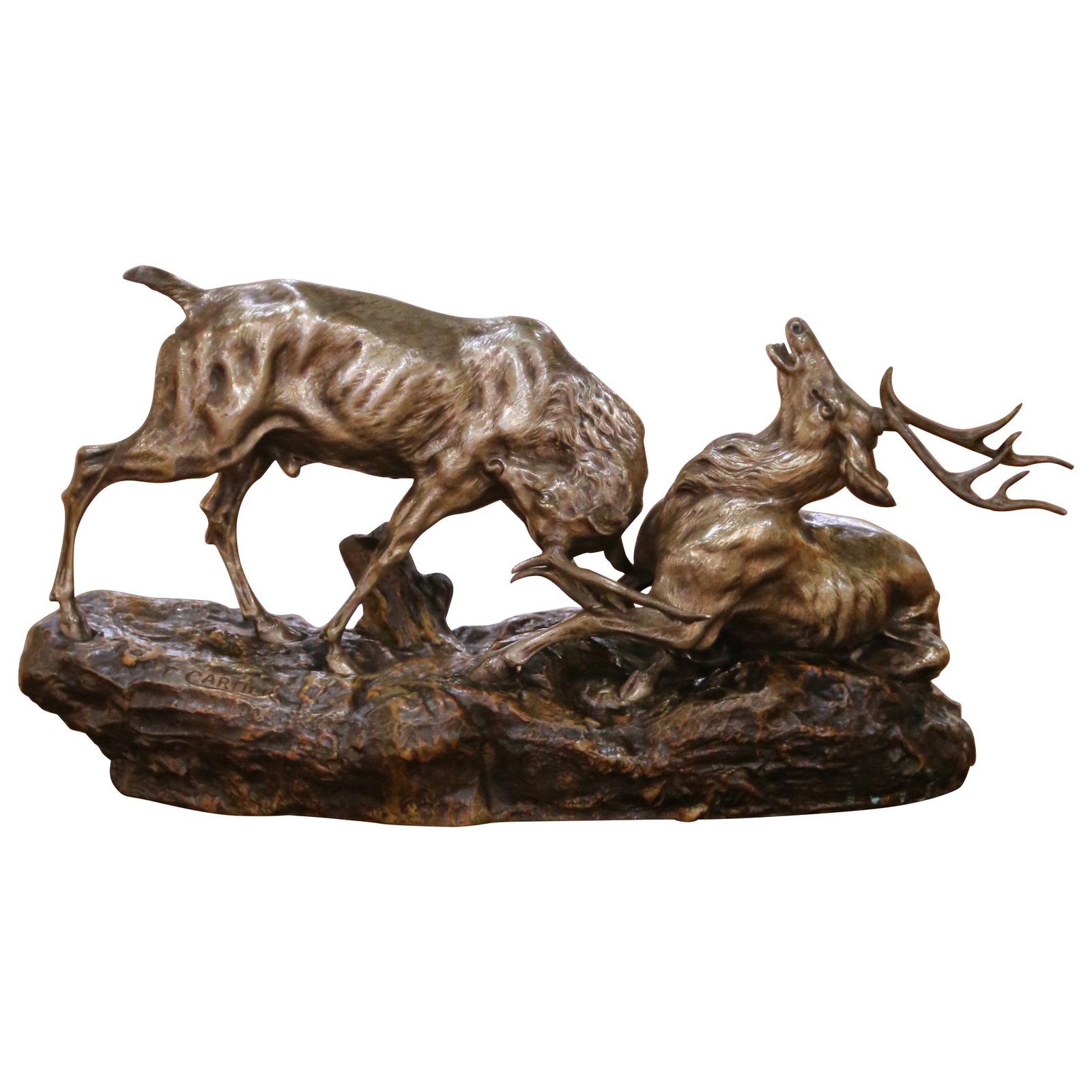 Bronze Deer Sculpture by Thomas F Cartier France Circa 1920 (1 of 10)