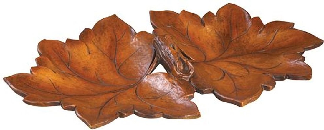 Hand-Painted Double Oak Leaf Tray Resin Lodge Style 12 x 8 (1 of 1)