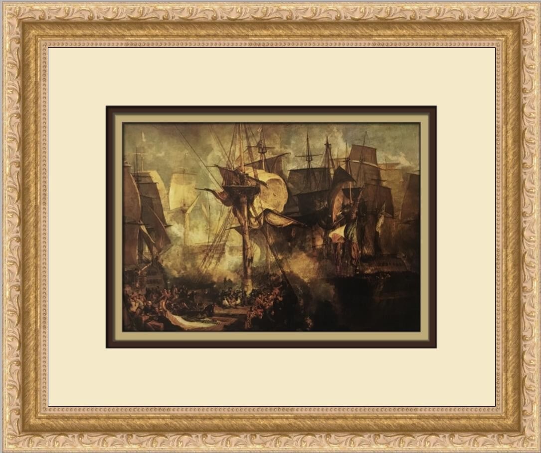 Joseph William Turner The Battle of Trafalgar Custom Framed Art Print 1972 (1 of 2)