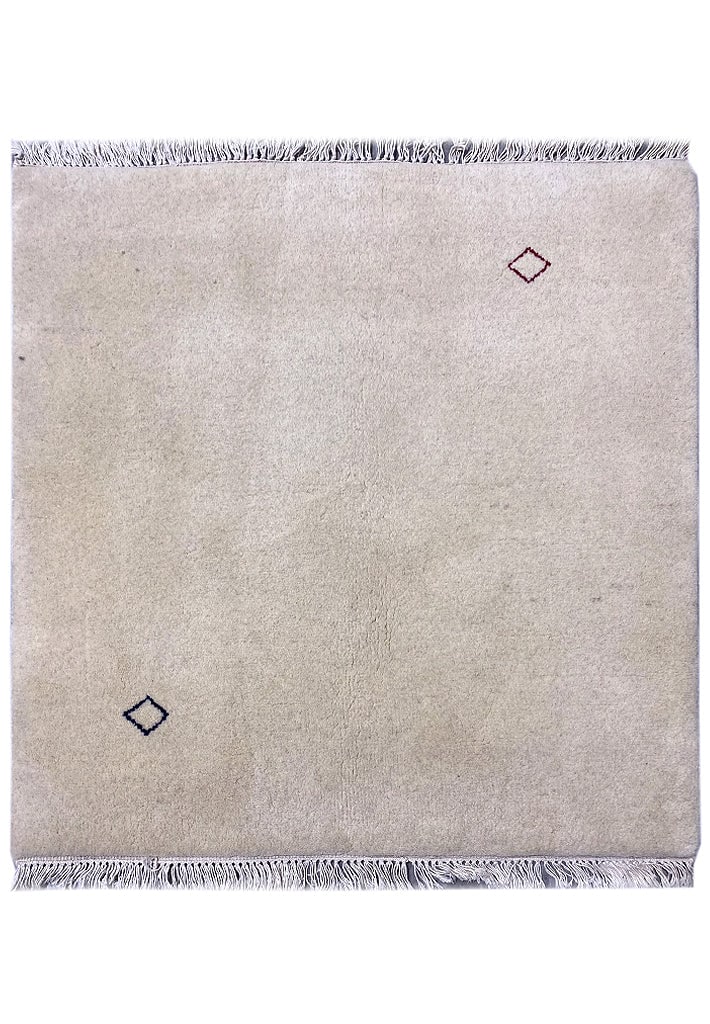 3' x 3' Handmade Gabbeh Modern Rug in Solid Ivory (1 of 8)