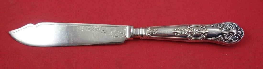 Queens Pattern Sterling Silver Fish Knife by English Sterling 8 5/8" (1 of 2)
