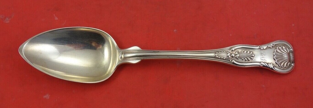Bailey & Kitchen Kings Pattern Coin Silver Fancy Back Dinner Spoon (1 of 2)