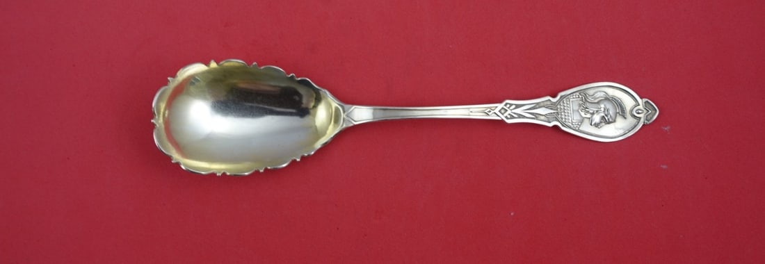 Albert Coles Medallion Sterling Silver Berry Spoon 8.5" Scalloped Bowl: Albert Coles Medallion Sterling Silver Berry Spoon 8.5" Scalloped Bowl This exquisite serving spoon features the Medallion pattern by Albert Coles, crafted from high-quality sterling silver. The spoon