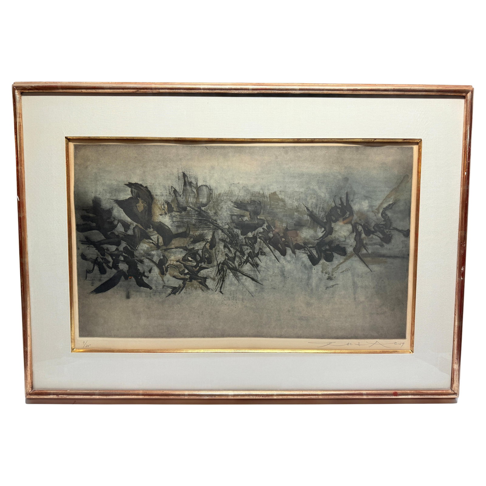 Zao Wou-Ki Untitled #12 Agerup 120 1959 Color Etching Limited Edition: Zao Wou-Ki Untitled #12 Agerup 120 1959 Color Etching Limited Edition This striking work, titled "Untitled #12 (Agerup 120)," created by renowned Chinese-French artist Zao Wou-Ki in 1959, showcases a