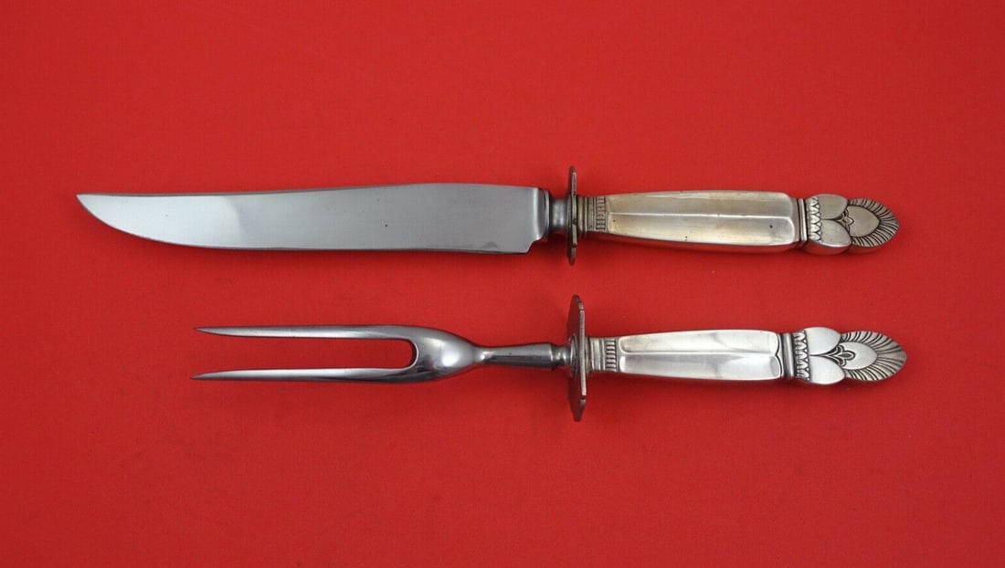 Frank Whiting Princess Ingrid Sterling Silver Carving Set 2pc Knife 10 3/4 Fork 9 (1 of 2)