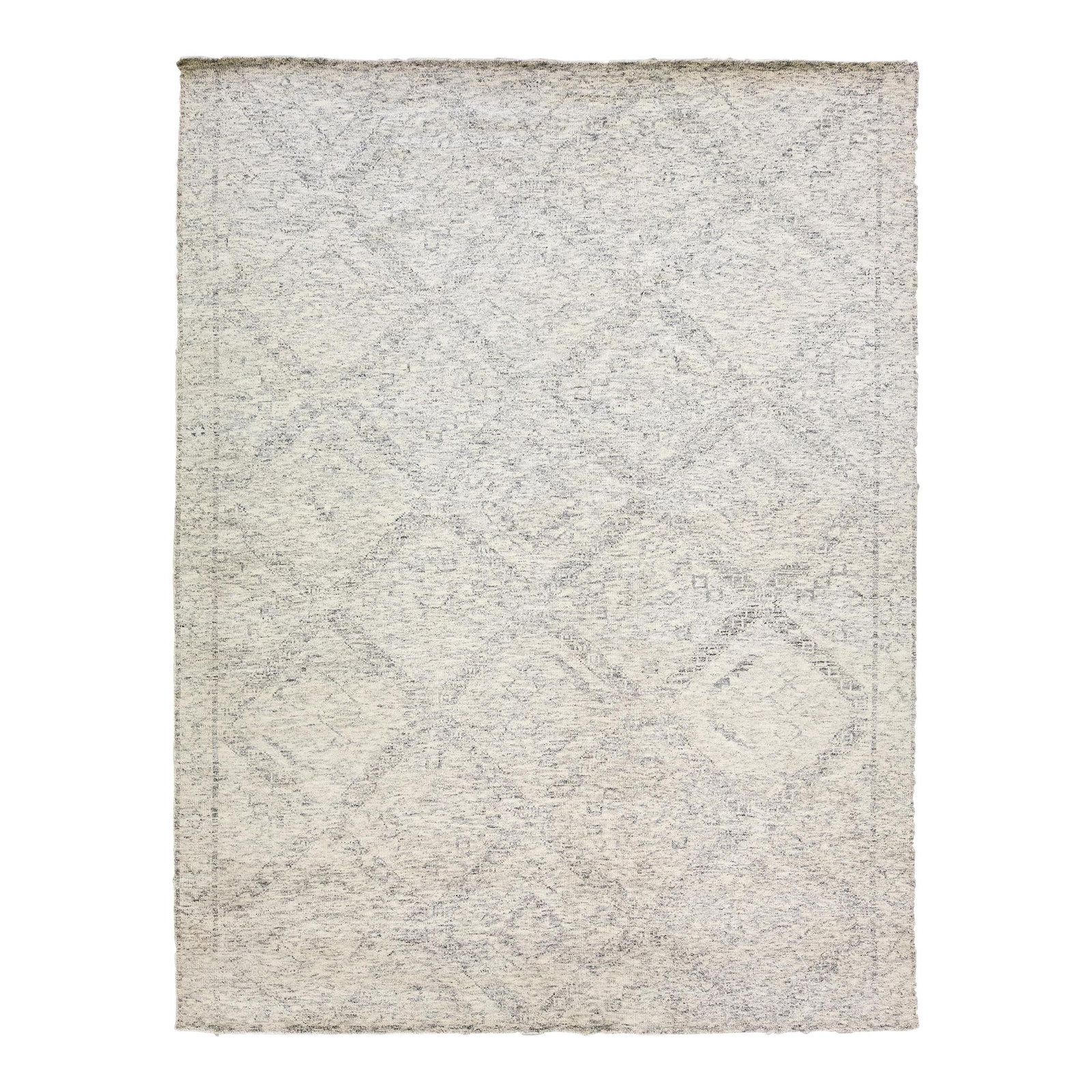 Handmade Geometric Wool Rug Ivory Gray 8'11 x 11'7: Handmade Geometric Wool Rug Ivory Gray 8'11 x 11'7 Enhance your space with this exquisite modern Moroccan style handmade rug from the Safi Collection. Featuring a soft ivory field complemented by gray