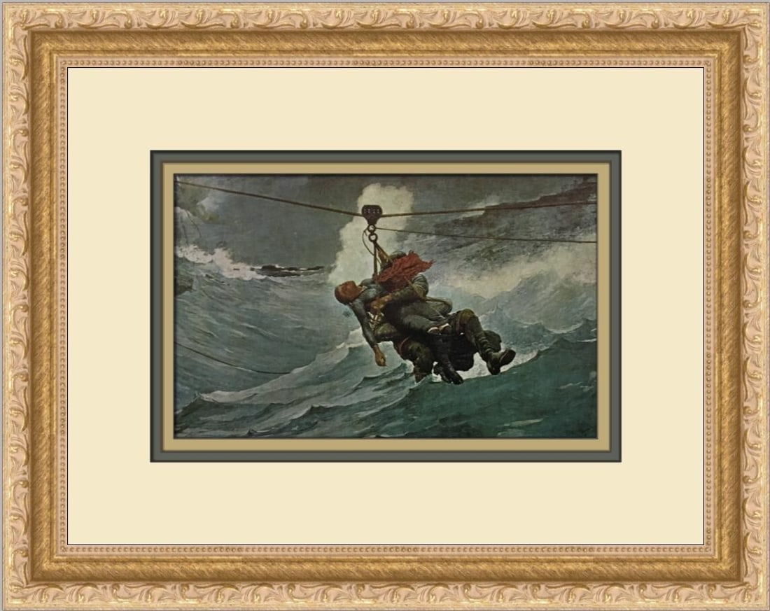 Winslow Homer Life Line Custom Framed Print 11 x 14 Art: Winslow Homer Life Line Custom Framed Print 11 x 14 Art Enhance your decor with this exquisite custom framed print of Winslow Homer's "Life Line." This artwork captures the essence of Impressionism an