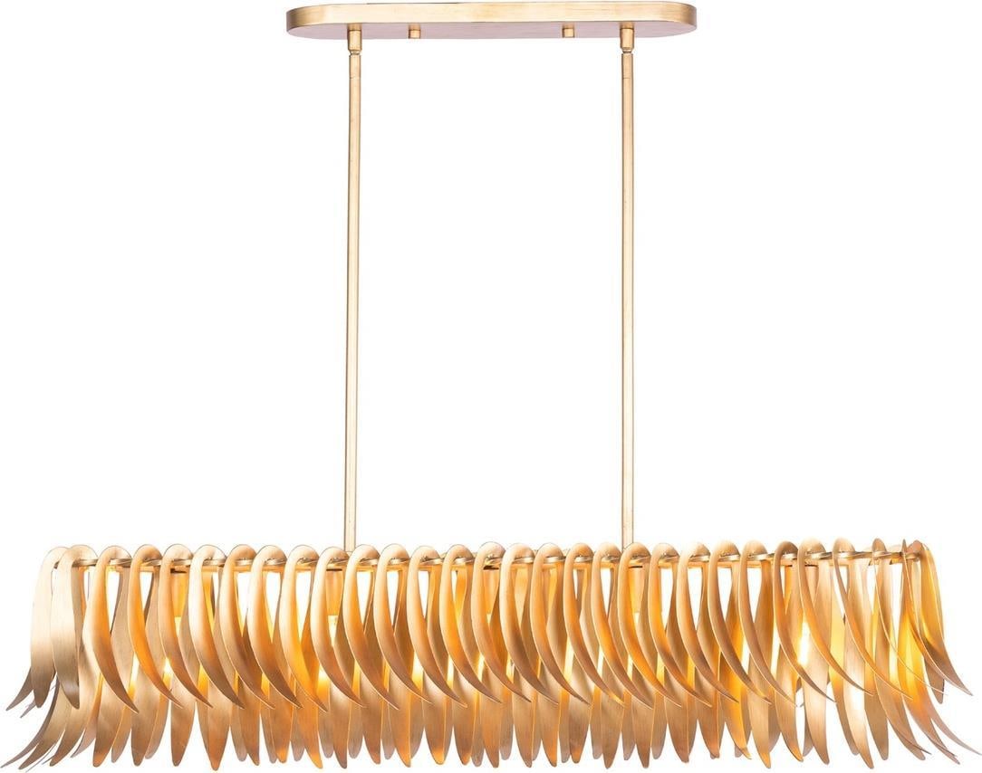 Kalco Grace Gold Finish Steel Island Light 44 Inch Dimmable: Kalco Grace Gold Finish Steel Island Light 44 Inch Dimmable Illuminate your space with this elegant island light featuring a stunning new gold finish. Crafted from durable steel, this light fixture is