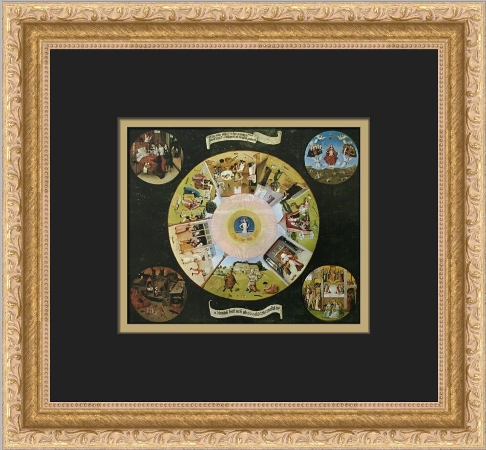 Hieronymus Bosch The Seven Deadly Sins Custom Framed Print 12x12 Surrealism Art (1 of 2)