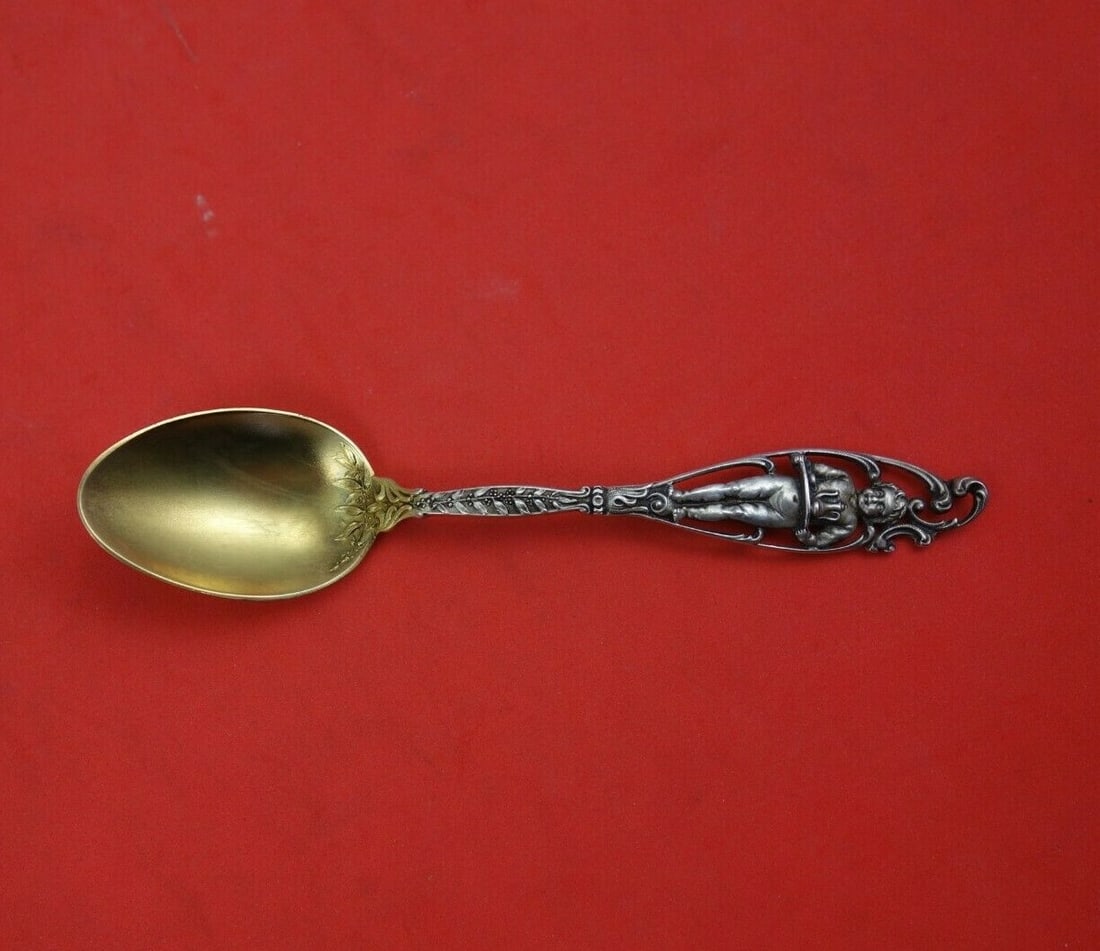 Dominick Haff Labors of Cupid Sterling Silver Demitasse Spoon Gold Wash 4 1/4" (1 of 3)