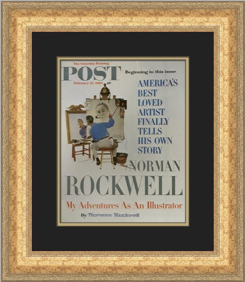 Norman Rockwell Triple Self-Portrait Custom Framed Art Print 1983 (1 of 2)