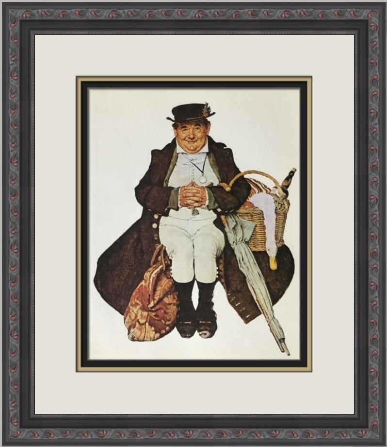 Framed Offset Lithograph Print Muggleton Coach by Norman Rockwell: Framed Offset Lithograph Print Muggleton Coach by Norman Rockwell This is an open edition offset lithograph print of "Muggleton Coach" by Norman Rockwell, produced in 1974. The print is custom-framed