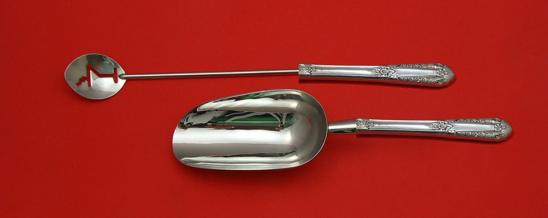 State House Sterling Silver Bar Set 2pc Custom Made Martini Spoon Ice Scoop (1 of 1)