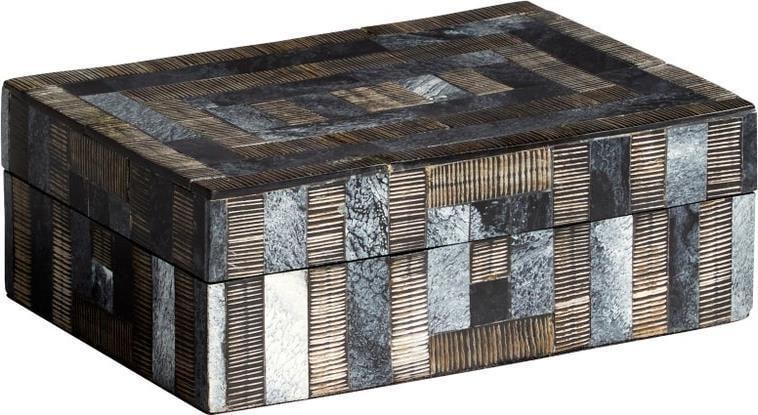 Cyan Southampton Geometric Gray Horn Wood Storage Box (1 of 2)