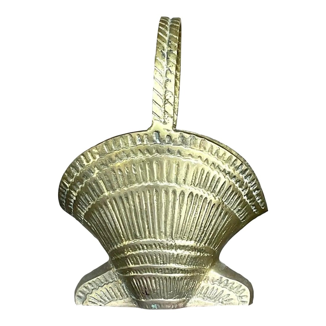 Seashell Motif Brass Basket Vase with Bohemian Vintage Style (1 of 8)