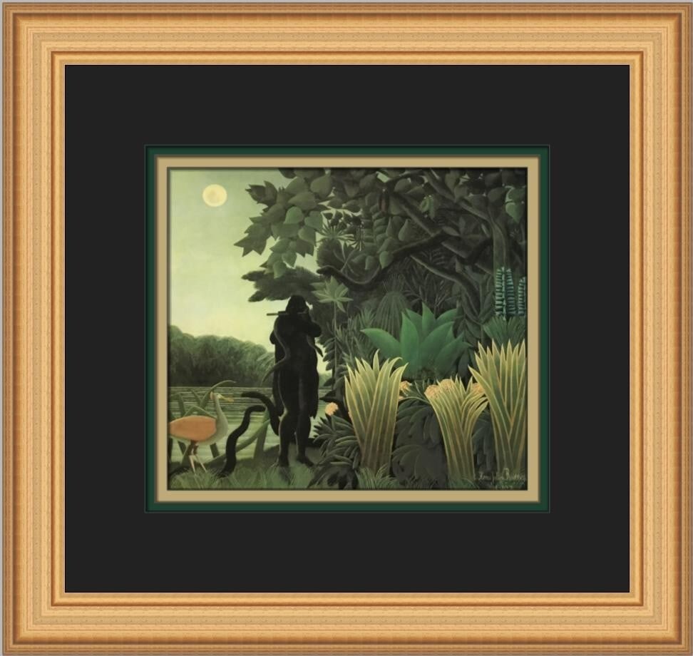 Henri Rousseau The Snake Charmer Custom Framed Art Print 13x13: Henri Rousseau The Snake Charmer Custom Framed Art Print 13x13 This custom framed print titled "The Snake Charmer" by Henri Rousseau showcases a captivating blend of Expressionism, Impressionism, and