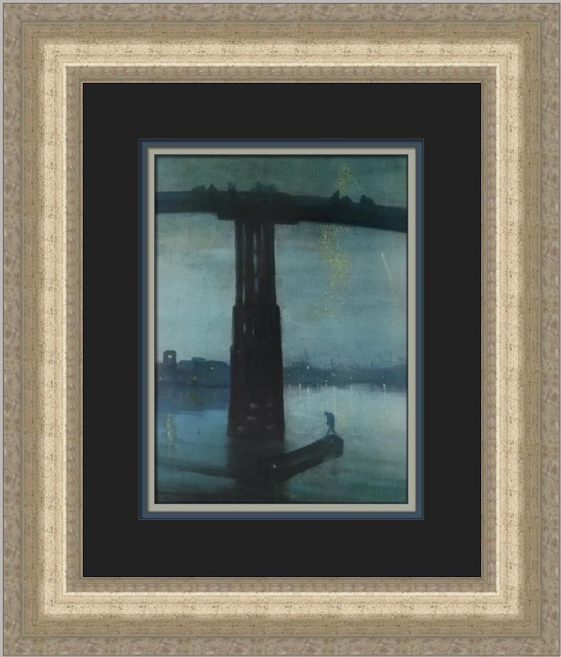 James A Whistler The Old Battersea Bridge Custom Framed Art Print: James A Whistler The Old Battersea Bridge Custom Framed Art Print This exquisite custom framed print features 'The Old Battersea Bridge' by renowned artist James A Whistler. Measuring 19 in height and