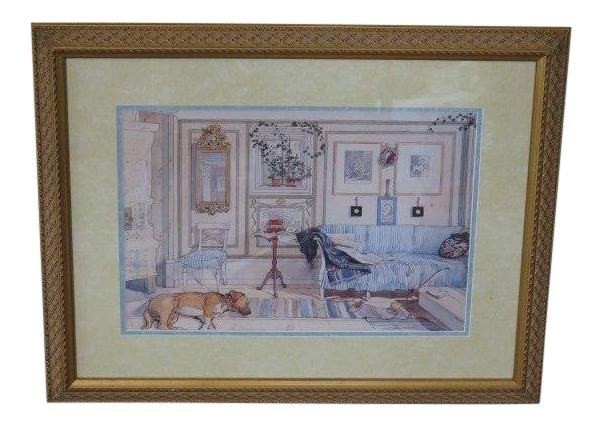 Framed Decorative Print Living Room Scene Rose Color 28 x 21.5 (1 of 8)