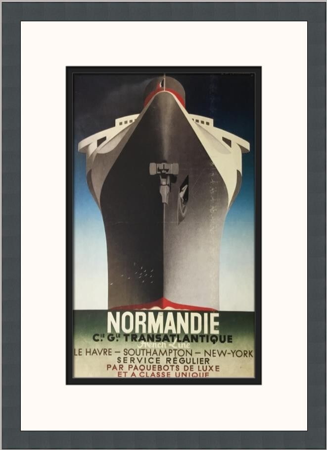 A.M. Cassandre Normandie Art Deco Framed Print 17x13 Advertising (1 of 2)